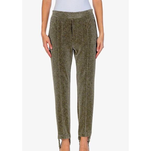 GOLDEN GOOSE Pants Womens M DELUXE BRAND Shimmery Stirrup Pull On Gold Italy NEW - Picture 1 of 16